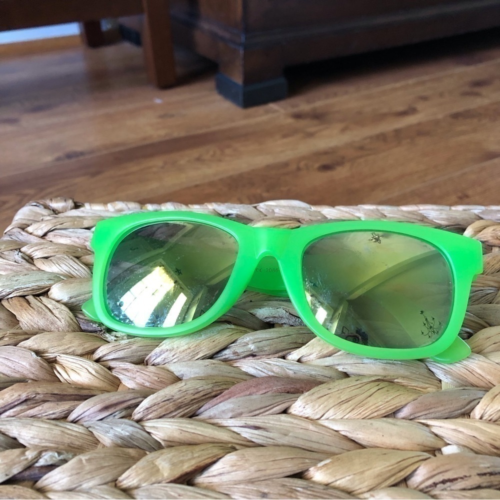 Neon green plastic sunglasses